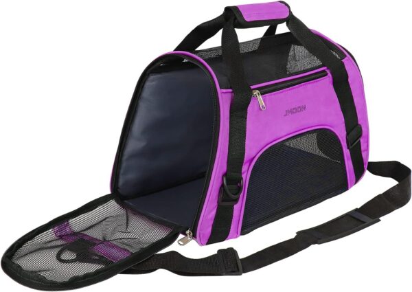 JMOON Cat Carrier Soft-Sided Airline Approved Pet Carrier Bag,Pet Travel Carrier for Cats,Dogs Puppy Comfort Portable Foldable Pet Bag (Medium, Purple) - Image 7