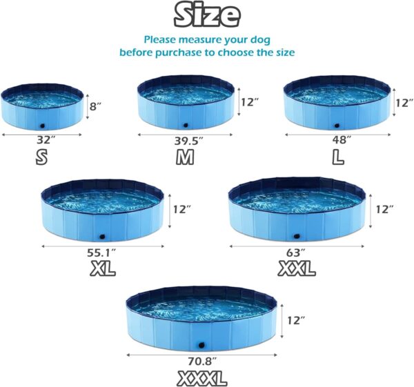 Jasonwell Foldable Dog Pet Bath Pool Collapsible Dog Pet Pool Bathing Tub Kiddie Pool Doggie Wading Pool for Puppy Small Medium Large Dogs Cats and Kids 32" Blue - Image 6