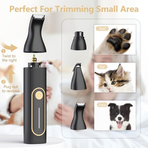 Dog Clippers Grooming Kit Hair Clipper -4 in 1Low Noise -Rechargeable-Cordless Quiet Paw Trimmer Nail Grinder, Trimmer Grooming for Thick Hair&Coats,Pet Shaver for Small and Large Dogs Cats - Image 2