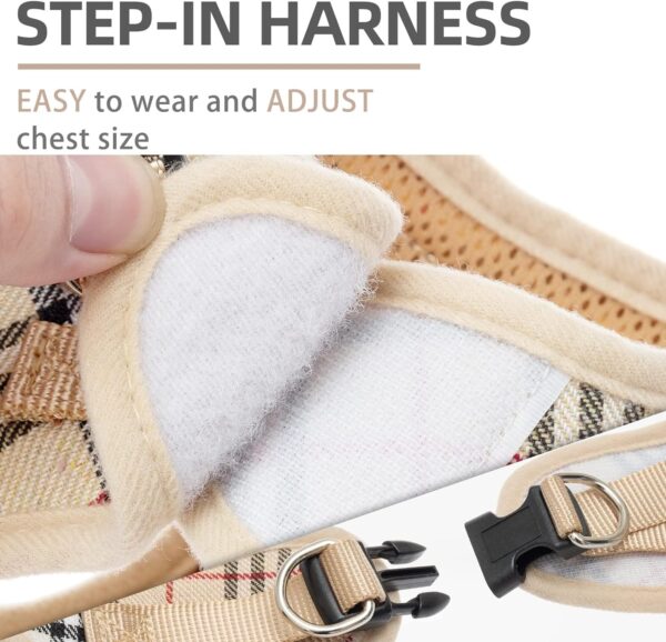 PUPTECK Adjustable Dog Harness Collar and Leash Set Step in No Pull Pet Harness for Small Medium Dogs Puppy and Cats Outdoor Walking Running, Soft Mesh Padded Reflective Vest Harnesses, Beige S - Image 4