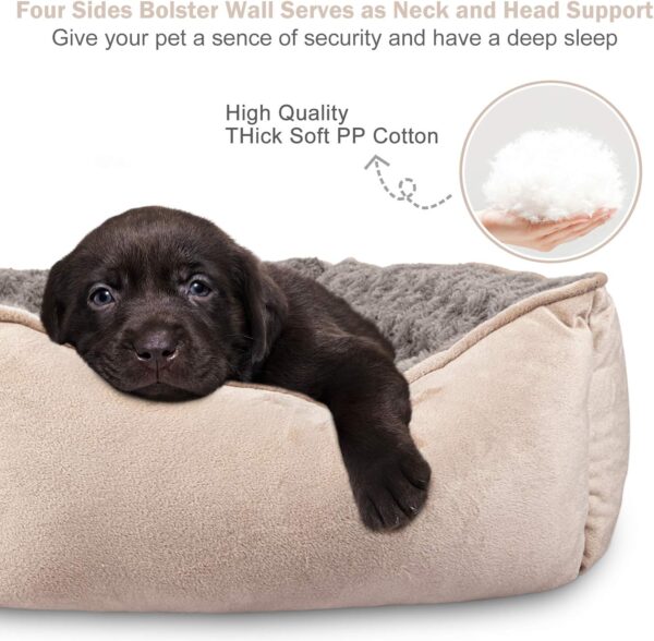 JOEJOY Rectangle Dog Bed for Large Medium Small Dogs Machine Washable Sleeping Sofa Non-Slip Bottom Breathable Soft Puppy Bed Durable Orthopedic Calming Pet Cuddler, Multiple Size, Beige - Image 2