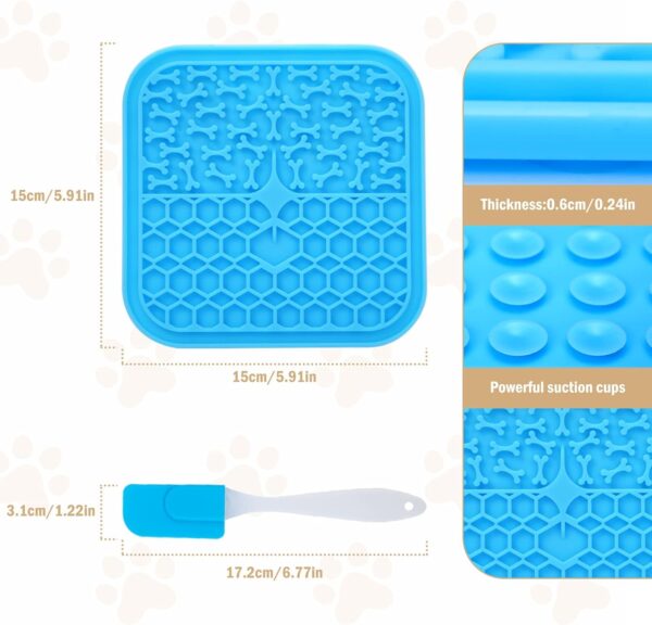 Lick Mat for Dogs Slow Feeder Licking Mat Anxiety Relief Lick Pad with Suction Cups for Peanut Butter Food Treats Yogurt, Pets Bathing Grooming Training Calming Mat - 2 Pack - Image 5