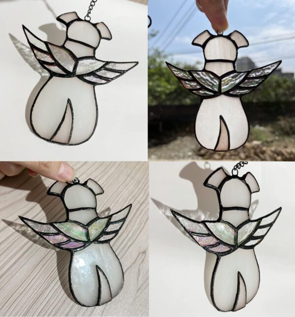 Stained Glass Window Hanging Angel Dog Memorial Gifts for Loss of Dog Sympathy Gift Suncatcher, Passing Away Remembrance Memory Ornaments for Dog Lovers, Pet Bereavement Rainbow Wings - Image 5