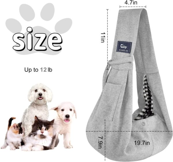 CUBY Dog and Cat Sling Carrier - Hands Free Reversible Pet Papoose Bag - Soft Pouch and Tote Design - Suitable for Puppy, Small Dogs Cats Outdoor (Classic Grey) - Image 5