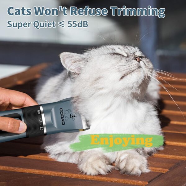 Cat Clippers for Matted Hair, Cat Grooming Kit, Cordless Cat Shaver for Long Hair, Low Noise Paw Trimmer, Cat Hair Trimmer for Grooming,Quiet Pet Hair Clippers Tools for Cats Dogs (Blue) - Image 6