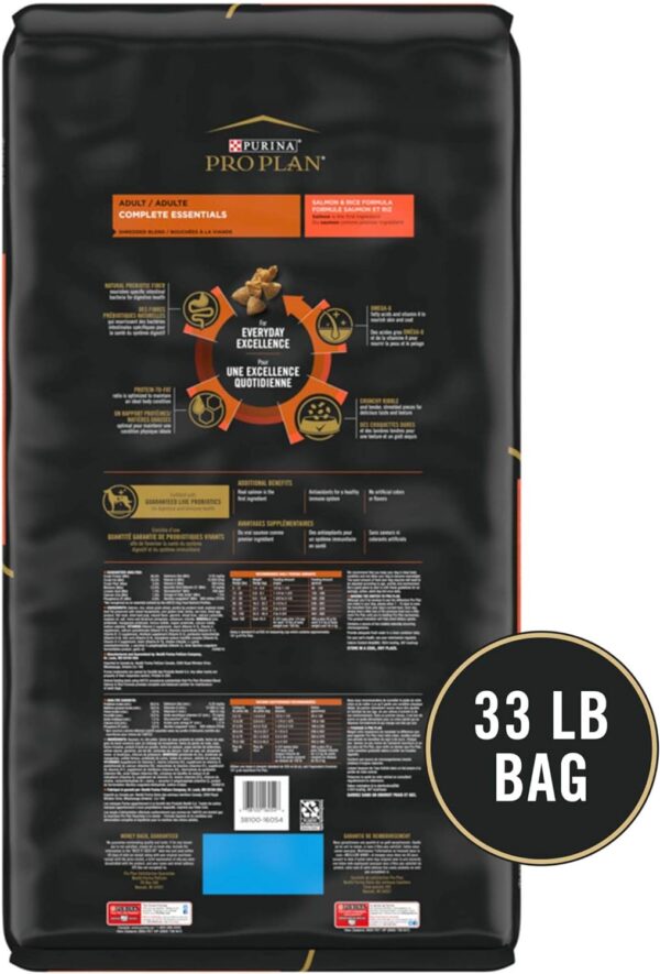 Purina Pro Plan High Protein Dog Food With Probiotics for Dogs, Shredded Blend Salmon & Rice Formula - 33 lb. Bag - Image 5