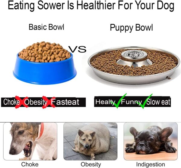 Puppy Bowls for Litter, 3 Puppy Food Bowl, Stainless Steel Puppy Feeding Bowls, Puppy Mush Bowl,11.5'', Food Feeding Puppy Weaning Bowl for Small Medium Large Pets, Puppy Feeder Bowl, Puppy Saucer - Image 6