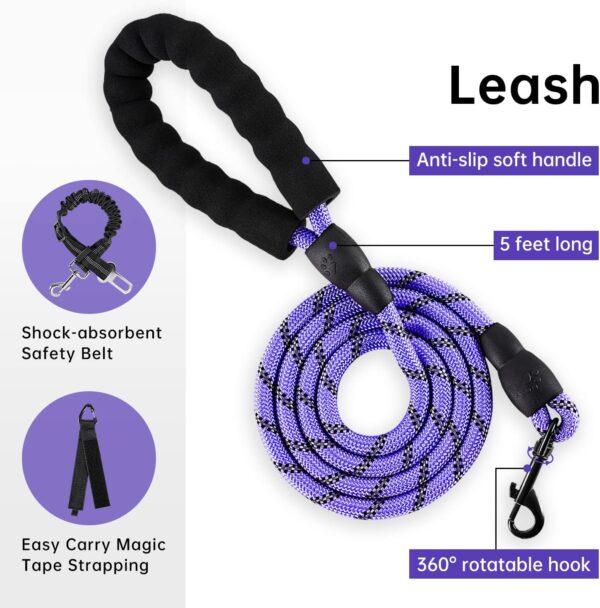 IVY&LANE No Pull Dog Harness for Small Dogs, Dog Vest Harness with Leash, Safety Belt and Storage Strap, Fully Adjustable Harness, 360° Reflective Strip, Soft Handle (Purple, S) - Image 2