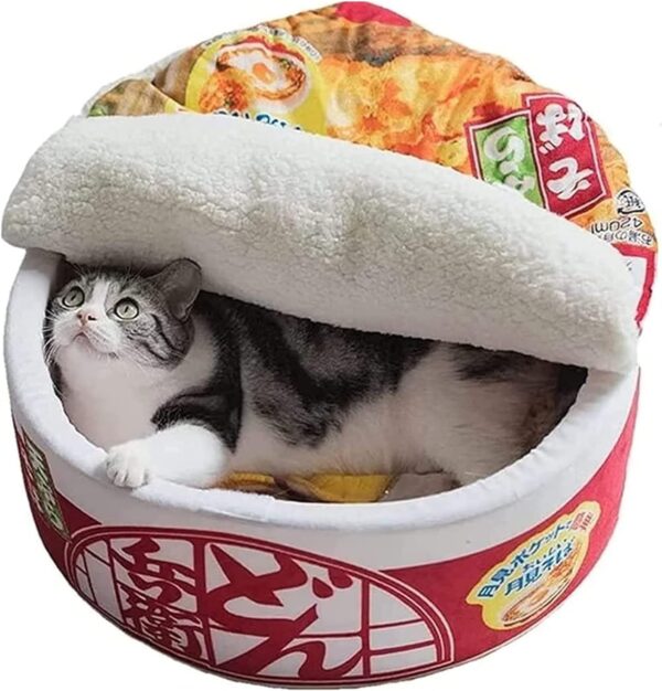 Ramen Noodle Dog & Cat Bed,Keep Warm and Super Soft Creative Pet Nest for Indoor Cats,Removable Washable Cushion for Small Medium Large Dogs and Cats