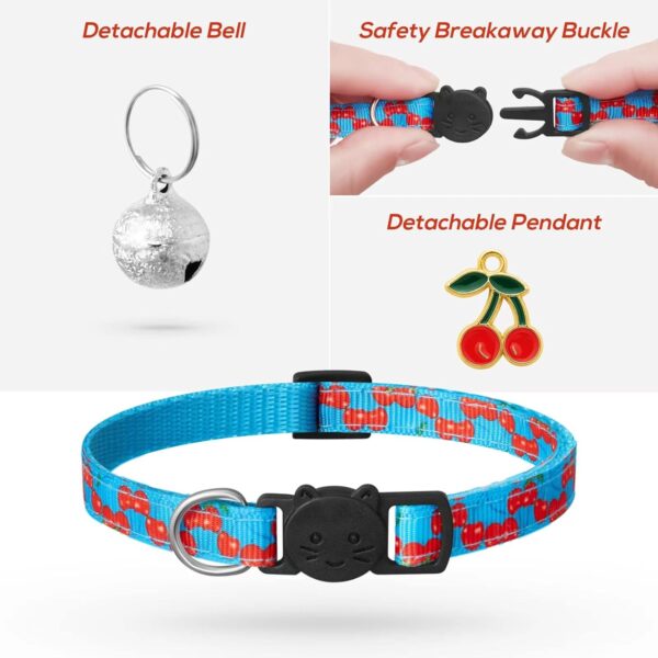 7 Pack Breakaway Cat Collars with Bells & Fruit Pendants,Safety Kitten Collar,Adjustable,Ideal for Girl Cats Boy Male Cats Pet Supplies,Accessories,Gifts - Image 2