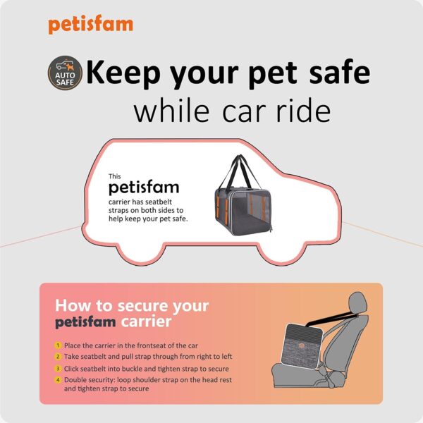 petisfam Easy Load Soft Pet Carrier for Large and Medium Cats. Sturdy, Well-Ventilated, Collapsible for Easy Storage, Easy Vet Visits - Image 8