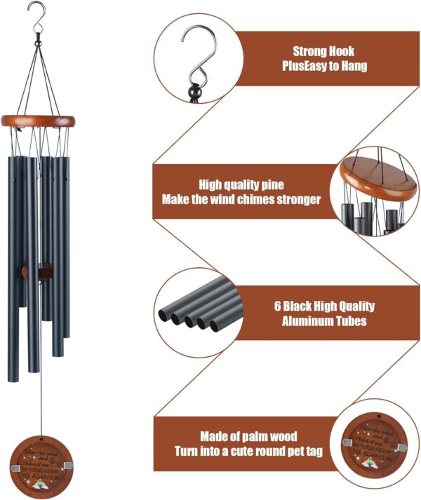 Pet Memorial Wind Chime - Loss of Dog Sympathy Gift, Dog Passing Away Remembrance Gifts with Picture Frame, Pawprint Keyring & Rainbow Bridge Card Gifts - Image 3
