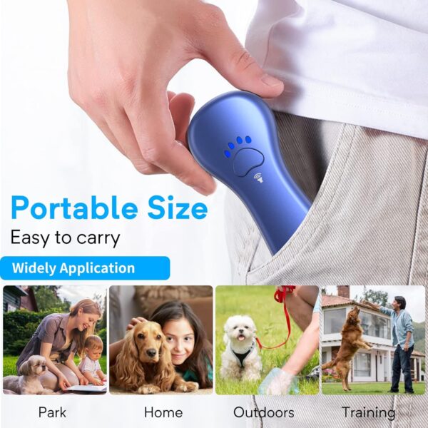 New Anti Barking Device,Dog Barking Control Devices,Rechargeable Ultrasonic Dog Bark Deterrent up to 16.4 Ft Effective Control Range Safe for Human & Dogs Portable Indoor & Outdoor(Blue) - Image 4