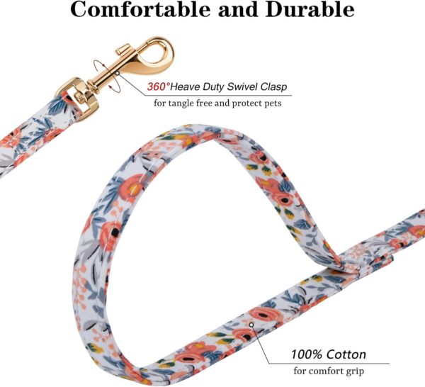 No Pull Floral Pattern Dog Harness- Lightweight, Soft, Adjustable Small Harness and Leash Set, Suitable for Puppy Small and Medium-Sized Dog (XXS, Orange Rose) - Image 4