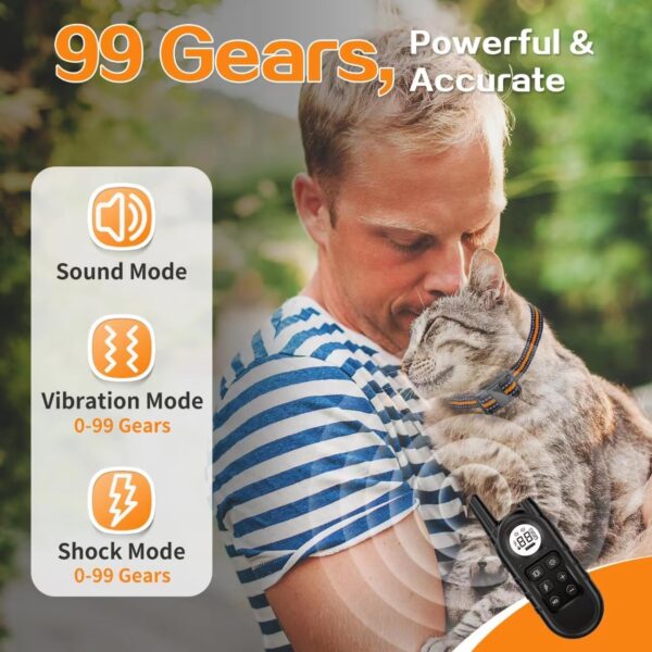 Tiniest Cat Shock Collar, Lightest Cat Training Collar with Remote for Small Cats 5-15lbs & Medium Large Cats/Puppies, Waterproof, Rechargeable, 1300ft Range (Orange) - Image 4