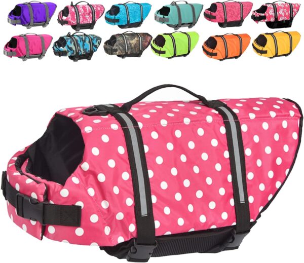 Doglay Dog Life Jacket, Dog Life Vest for Swimming Boating, Adjustable Puppy Life Jacket with Reflective Stripes, Superior Buoyancy Dog Swimming Vest for Small Medium and Large Dogs