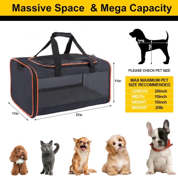 Pet Carrier Soft-Sided for Large Cats and Medium Dogs up to 20 Lbs 21 x 11 x 11 inches - Image 2