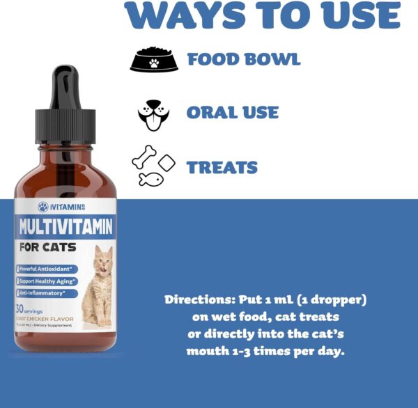 Cat Multivitamin - Supports Immune Health, Skin, Coat, Heart Health & More - Cat Vitamins - Cat Supplements & Vitamins - Cat Vitamins for Indoor Cats - Kitten Vitamins - Cat Immune Support - 1 oz - Image 6