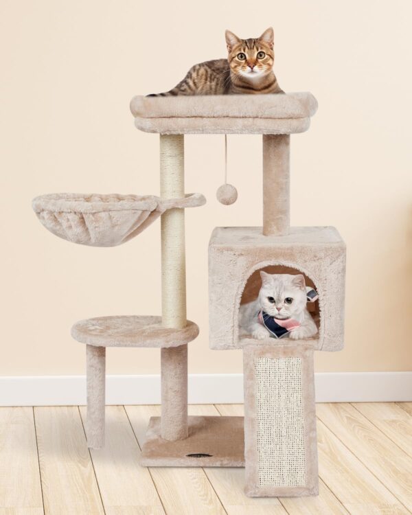 FISH&NAP Cute Cat Tree Kitten Cat Tower for indoor Cat Condo Sisal Scratching Posts with Jump Platform Cat Furniture Activity Center Play House Beige - Image 2