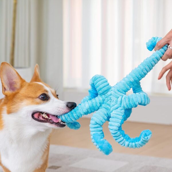 Dog Toys for Aggressive Chewers Indestructible Squeaky Dog Toys Octopus-Tug of War Dog Toys for Large Breed Tough Interactive Stuffed Dog Chew Toys for Puppies Small & Large Dogs - Image 5