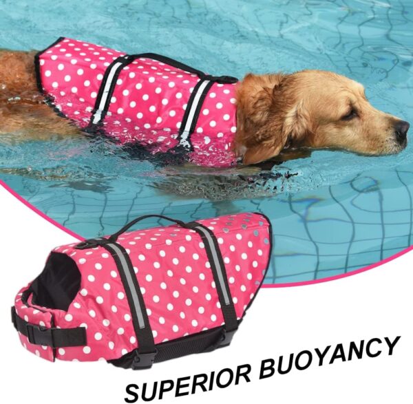 Doglay Dog Life Jacket, Dog Life Vest for Swimming Boating, Adjustable Puppy Life Jacket with Reflective Stripes, Superior Buoyancy Dog Swimming Vest for Small Medium and Large Dogs - Image 2