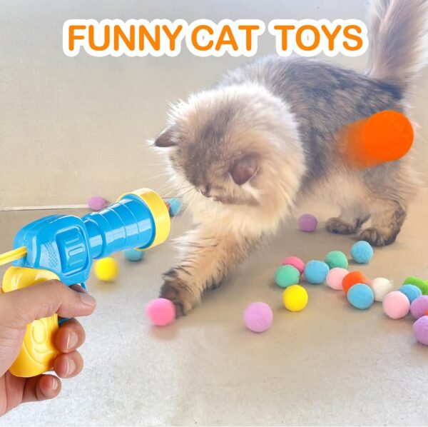 31Pcs Cat Ball Toy Launcher Gun, Cat Balls Fetch Toy, 30Pcs Plush Fuzzy Balls Launcher Cat Toy for Cats with 1 Gun, Funny Interactive Cat Toys for Bored Indoor Adult Cats, Cute Kitten Kitty Toys - Image 7