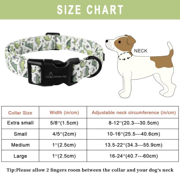 ARING PET Dinosaur Dog Collar-Cute Dog Collar for Small Dogs, Adjustable Comfortable Cotton Boy Dog Collars for Small Medium Large Dogs, X-Small - Image 6