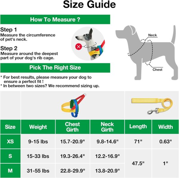 VETRESKA MoMA Dog Harness for Medium Large Dogs, Easy Walk Dog Harness and Leash Set, No Pull Dog Vest Harness for Walking and Training, Adjustable, Take Control & Anti-Twist Pet Lead Combo(Yellow, M) - Image 6