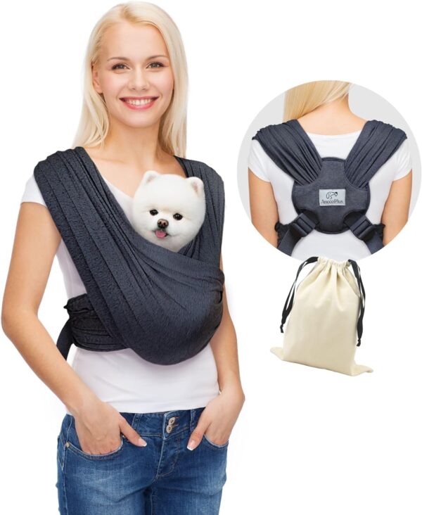 Front Facing Dog Sling Carrier, Hands Free Cat Carrier, Size Adjustable, Reducing Back Pain, Premium Cotton, Safe and Soft (Regular, Charcoal Black)