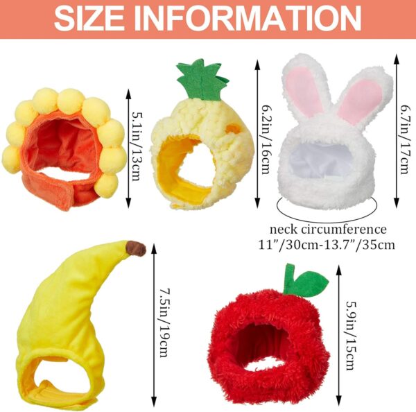 Weewooday 5 Pieces Cat Hat Cat Costume Bunny Hat with Ears Funny Banana Pineapple Cat Hat for Cats and Small Dogs Kitten Puppy Party Costume Accessory Headwear (Cute Style) - Image 3