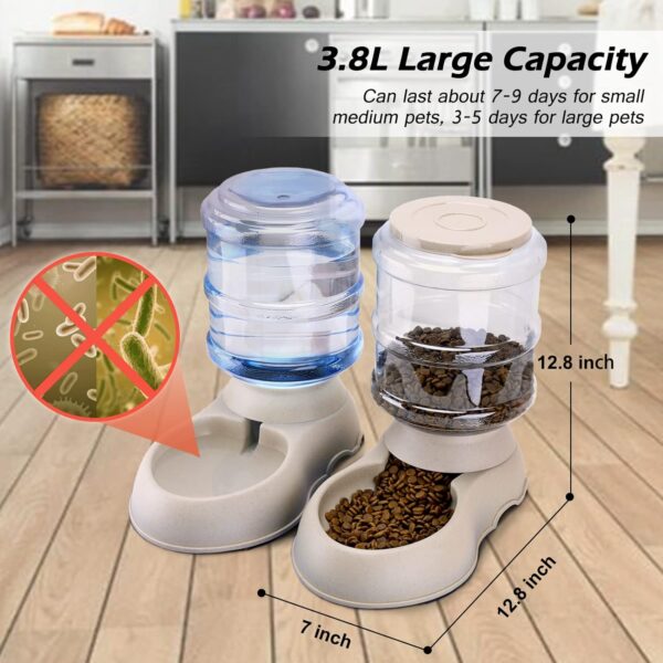 2 Pack Automatic Cat Feeder and Water Dispenser in Set Gravity Food Feeder and Waterer with Pet Food Mat for Small Medium Dog Pets Puppy Kitten Big Capacity 1 Gallon x 2 - Image 2