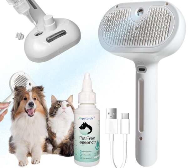 Spray Cat Brush for Shedding - Pet Hair Removal Comb with Water Tank and Release Button, Cat/Dog Steam Brush, Cat Bath Brush, Cat Brush with Steam for Shedding - Pet Spray Hair Comb