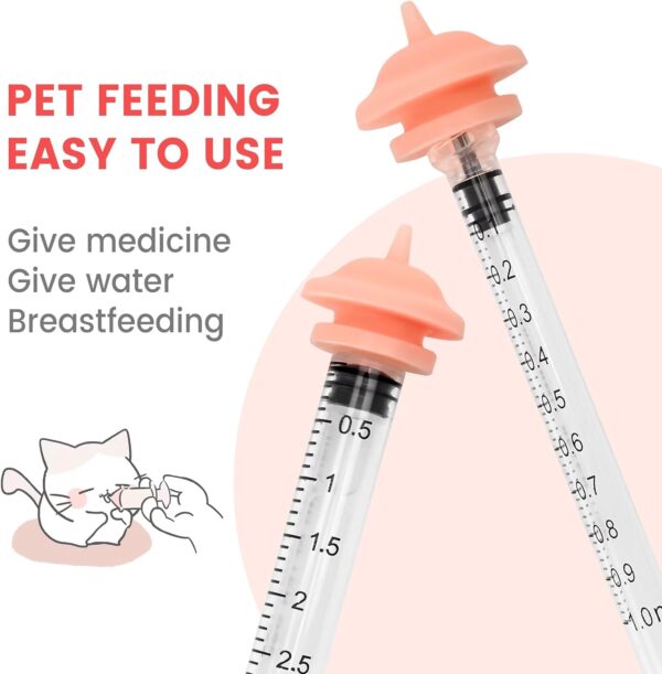 5 Pack Mini SE Feeding Nursing Nipple with 1cc and 3cc Syringe, New Upgrade with Smaller Pre-Made Hole Feeding Nipple for Kittens, Puppies, Bunnies, Squirrels - Image 5