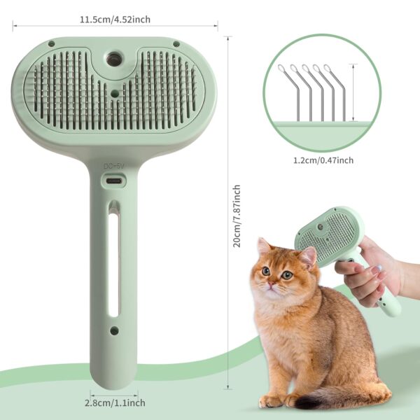 susu & wuwu Spray Cat Brush for Shedding - Water Brush for Cats and Dogs - Pet Hair Removal Comb with Water Tank and Release Button - Steamy Cat Brush - Pet Spray Hair Comb (Sky Blue) - Image 6