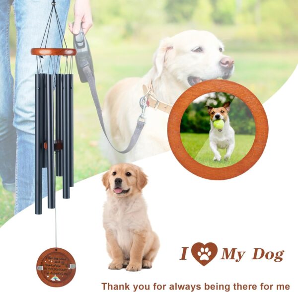 Pet Memorial Wind Chime - Loss of Dog Sympathy Gift, Dog Passing Away Remembrance Gifts with Picture Frame, Pawprint Keyring & Rainbow Bridge Card Gifts - Image 6