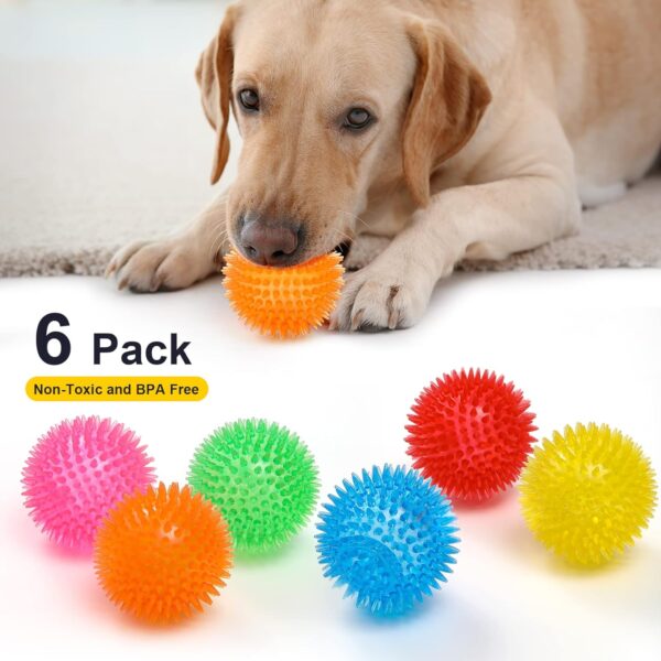 VITEVER 3.5” Squeaky Dog Toy Balls (6 Colors) Puppy Chew Toys for Teething, BPA Free Non-Toxic, Spikey Medium, Large & Small Dogs, Durable Aggressive Chewers - Image 6