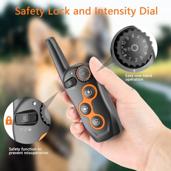 Dog Training Collar, IPX7 Waterproof Shock Collar with Remote Range 1300ft, 3 Training Modes, Beep, Shock, Vibration, Rechargeable Electric Shock Collar for Small Medium Large Dogs - Image 4