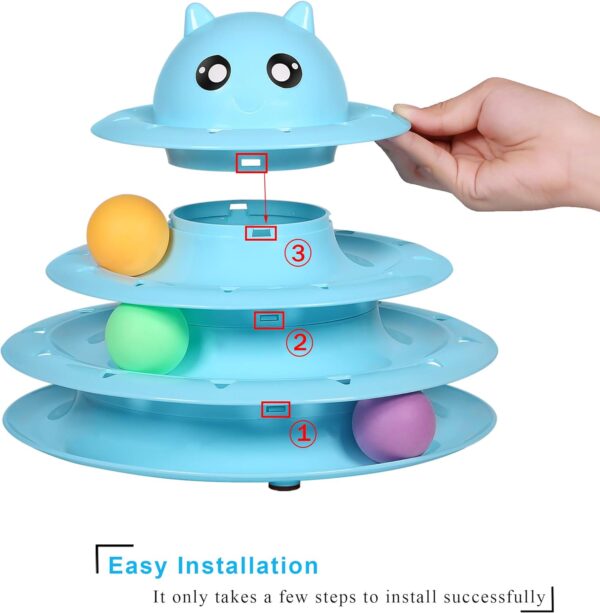 UPSKY Cat Toy Roller 3-Level Turntable Cat Toys Balls with Six Colorful Balls Interactive Kitten Fun Mental Physical Exercise Puzzle Kitten Toys. - Image 3