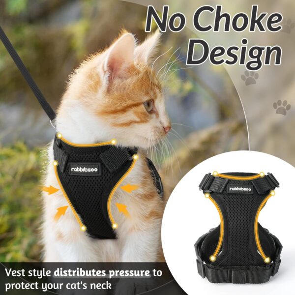 rabbitgoo Cat Harness and Leash for Walking, Escape Proof Soft Adjustable Vest Harnesses for Cats, Easy Control Breathable Reflective Strips Jacket, Black, XS - Image 3