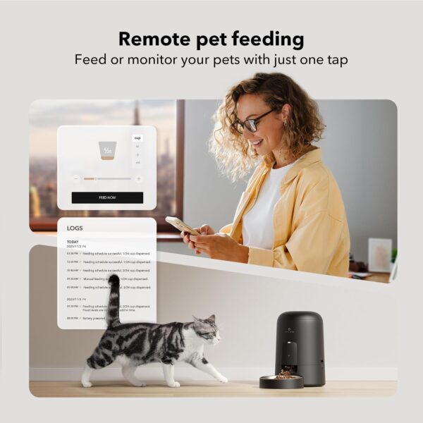 PETLIBRO Automatic Cat Feeder, Wi-Fi Rechargeable Cat Food Dispenser Battery-Operated with 30-Day Life, AIR 2.4G Wi-Fi Timed Pet Feeder for Cat & Dog, 2L Auto Cat Feeder, Black - Image 7