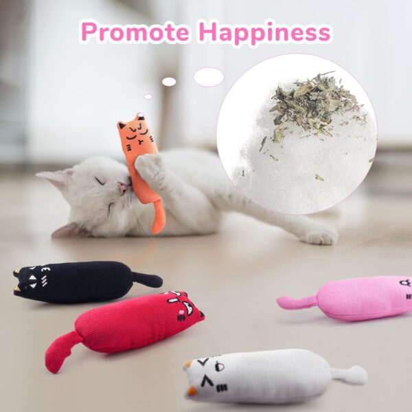 5Pcs Bite Resistant Catnip Toy for Cats,Catnip Filled Cartoon Mice Cat Teething Chew Toy - Image 3