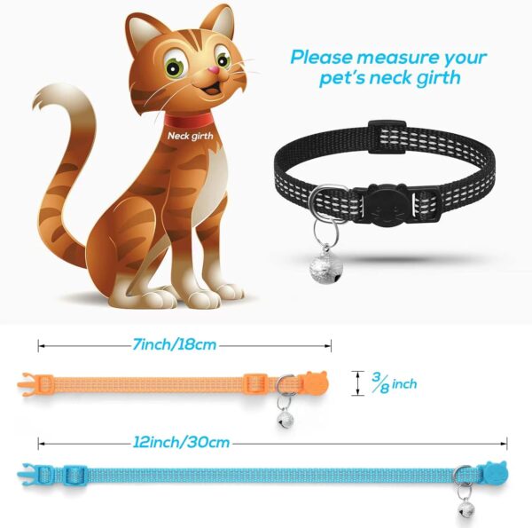 Upgraded Version 6 Pack Reflective Cat Collars with Bell,Breakaway Safety Kitten Collar,Adjustable 7''-12'',for Girl Boy Cats,Pet Supplies,Stuff,Accessories - Image 6