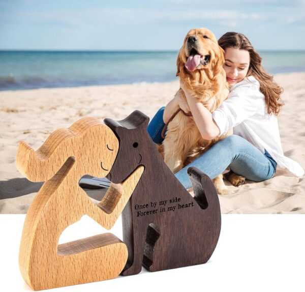 ERUIOLA THYGIFTREE Dog Memorial Gifts for Women - Wooden Carving Dog, Gifts for Loss of Dog - Once by My Side Forever in My Heart - Image 4