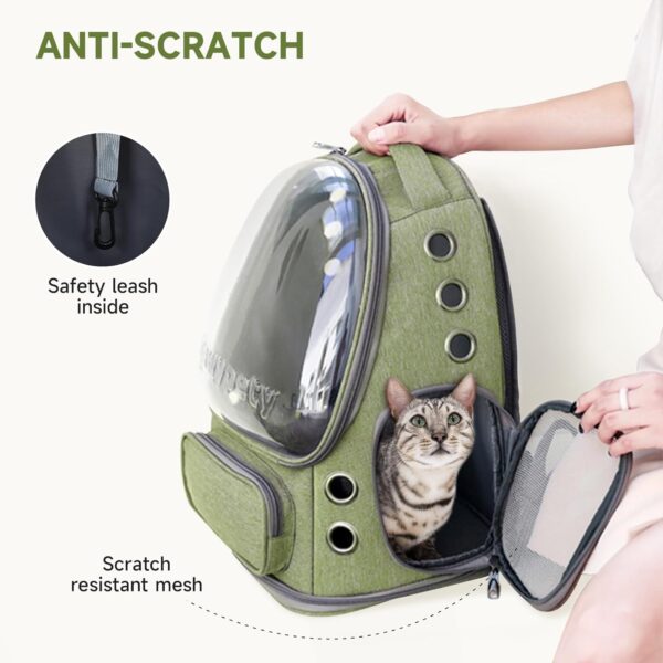 Cat Backpack Carrier, Breathable Cat Carrier Large Space Bubble Pet Backpack for Kitty Small Dog up to 15lbs, Transparent & Foldable Pet Carrier for Travel Hiking - Image 3