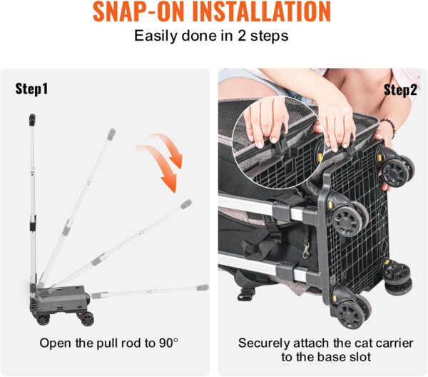 VEVOR Dog Backpack Carrier with Wheels, Rolling Cat Carrier Backpacks, Wheeled Pet Carrier Backpack for Small Dogs and Medium Cats Under 18lbs with Detachable Trolley and Upgraded Wheels - Image 5