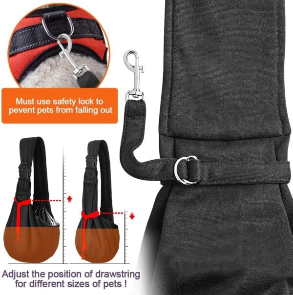 Tomkas Small Dog Sling Carrier - Adjust. Strap & Zip Pocket - Suitable for Puppies (Black) - Image 6