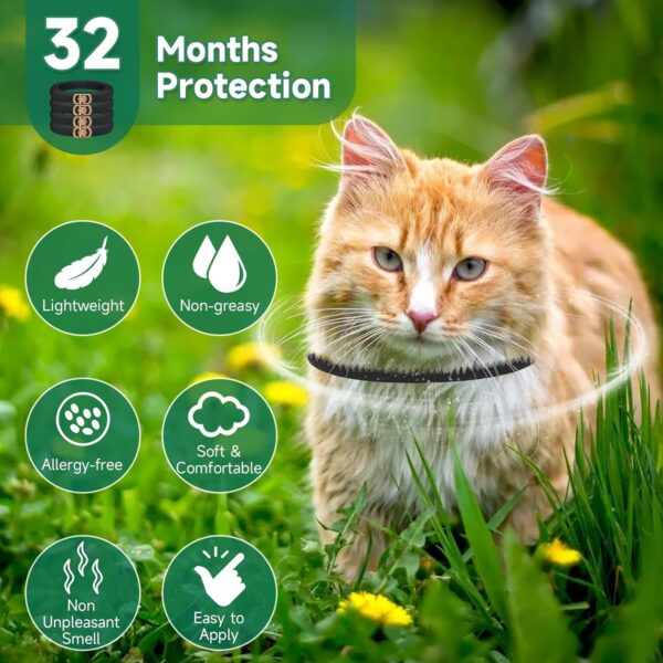 4 Pack Flea Collar for Cats, Cat Flea and Tick Treatment, 8 Months Protection Flea and Tick Prevention for Cats, Waterproof Cat Flea Collar, Adjustable Cat Flea and Tick Collar for Cats Kittens, Black - Image 3