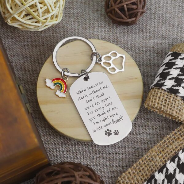 Dog Memorial Keychain Gifts for Loss of Dog Sympathy Gift Dog Bereavement Gifts for Women Men When Tomorrow Starts Without Me Keyring Rainbow Bridge Pet Lovers Memorial Gifts for Dogs Cat Paw Presents - Image 4