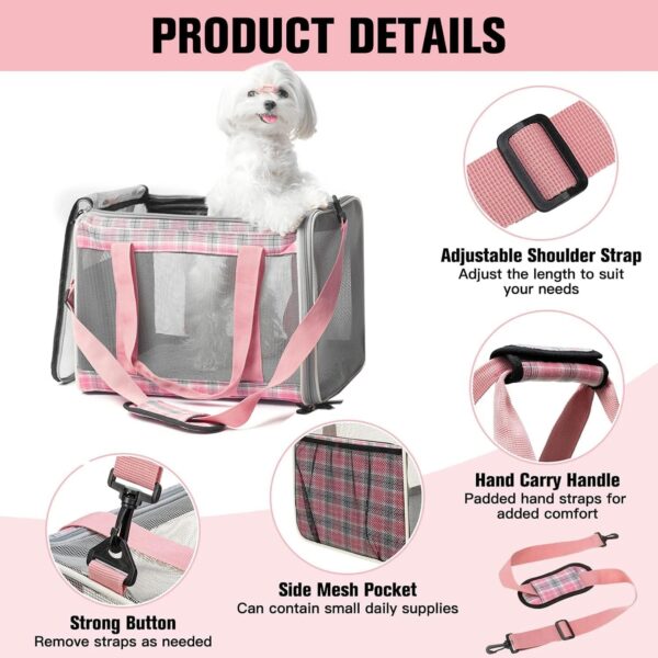 EXPAWLORER Cat Carrier Large, Soft-Sided Pet Carrier for Cat,Top Load Cat Travel Carriers for Medium Cats Under 25, Airline Approved Pet Bag Carriers Fit 2 Kitties Small Dogs - Image 4