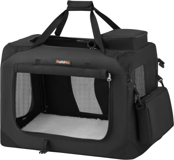 Feandrea 24 Inches Collapsible Soft Dog Crate, Portable Travel Dog Crate for Indoor and Outdoor Use, Dog Carrier Kennel with Safety Zippers, for Living Room, Car, Travelling, Camping, Black UPDC60H - Image 9